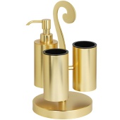 Подставка настольная с дозатором для жидкого мыла и стаканами Eurolegno Narciso EU0909002 золото матовое