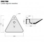Раковина накладная 60 cm Eos Edge Trio