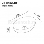 Раковина накладная овальная 55х39 cm AeT Elite Oval L616T0R0V0116 цвет серый матовый