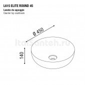 Раковина накладная круглая 45 cm AeT Elite Round L615 цвет белый