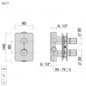 Термостат для душа встраиваемый с переключателем на 3 потребителя Giulini Futuro бронза матовая F8277BROP