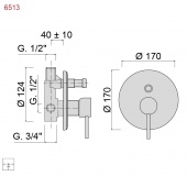 Смеситель для душа встраиваемый с переключателем на 2 потребителя Giulini Futuro никель матовый F6513NKO