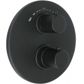 Термостат для душа встраиваемый с переключателем на 2 потребителя Giulini Futuro черный матовый 8213-FUNO