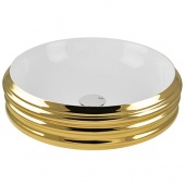 Раковина накладная круглая 50 cm AeT Class Basin L608 цвет белый с декором золото