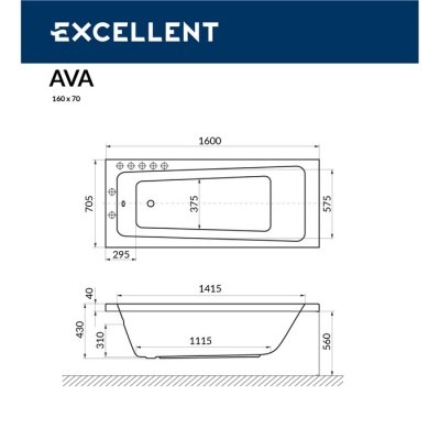 Ванна EXCELLENT Ava 160x70