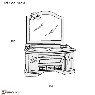 Комплект мебели с двумя раковинами 160 cm Eurolegno Old Line maxi Орех