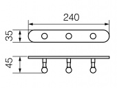 GIALETTA Планка с 3-мя крючками L23,5 см., хром