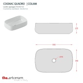 Раковина накладная 55 cm ArtCeram Сognac Quadro COL008 39 00, цвет cocoa