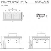 Раковина двойная подвесная или накладная Catalano Canova Royal 125x54 1125CV00 крепеж в комплекте цвет белый