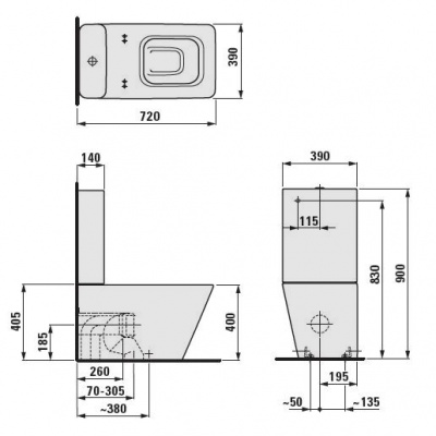 Унитаз-компакт Laufen Alessi Dot в комплекте с бачком крышкой и механизмом слива