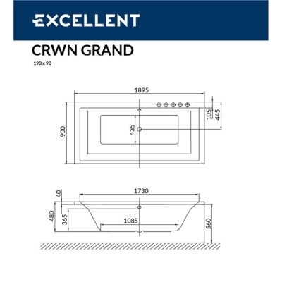 Ванна EXCELLENT Crown Grand 190x90