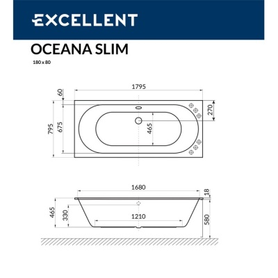 Ванна EXCELLENT Oceana Slim 180x80