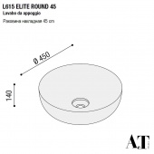 Раковина накладная круглая 45 cm AeT Elite Round L615 цвет белый матовый с эффектом мрамора