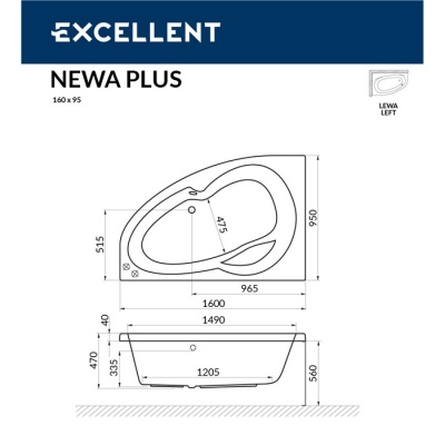 Ванна EXCELLENT Newa 160x95 (лев.)