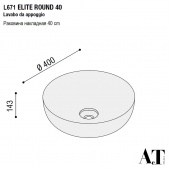 Раковина накладная круглая 40 cm AeT Elite Round L671 цвет белый матовый с эффектом мрамора