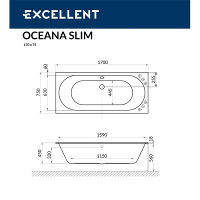 Ванна EXCELLENT Oceana Slim 170x75