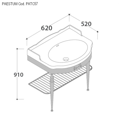 Консоль напольная PATC57 из хромированной латуни для раковины Paestum Globo 62 см
