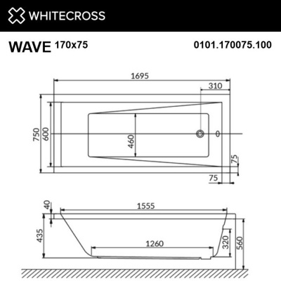 Ванна WHITECROSS Wave 170x75 акрил