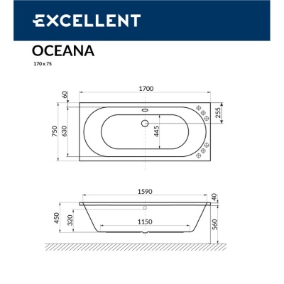 Ванна EXCELLENT Oceana 170x75