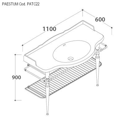 Консоль напольная PATC22 из хромированной латуни для раковины Paestum Globo 110 см