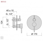 Смеситель для душа встраиваемый с переключателем на 3 потребителя Giulini Futuro никель матовый F6513-3NKO