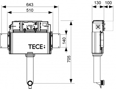 Cмывной бачок Uni TECEbox  с монтажной пластиной, высота 1060 мм (9041308)