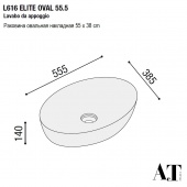 Раковина накладная овальная 55х39 cm AeT Elite Oval L616 цвет черный матовый с эффектом мрамора