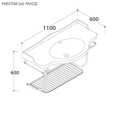 Консоль подвесная PASC22 из хромированной латуни для раковины Paestum Globo 110 см