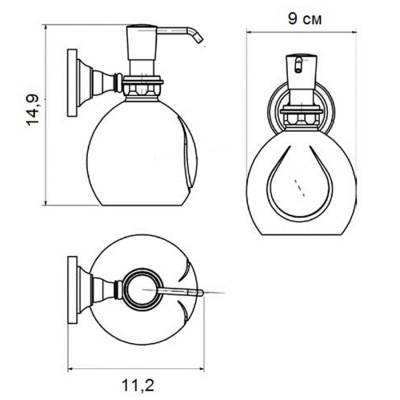 Дозатор жидкого мыла настенный  Rychmond A1621K бронза/керамика