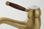 Смеситель для раковины Ponsi Stilmar бронза ручка деревянная