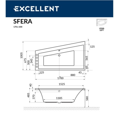 Ванна EXCELLENT Sfera 170x100 (лев)