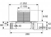 Комплект точечного трапа с сифоном DN 50 и декоративной решеткой KDP-S110