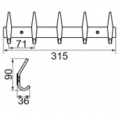 GIFORTES Планка с 5-ю крючками L31,5xH3 см. хром