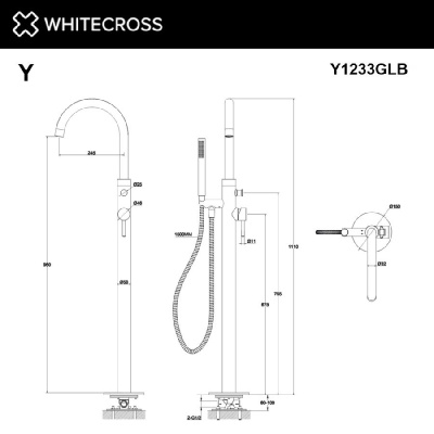 Смеситель для ванны отдельностоящий WHITECROSS Y Y1233GLB (брашированное золото)