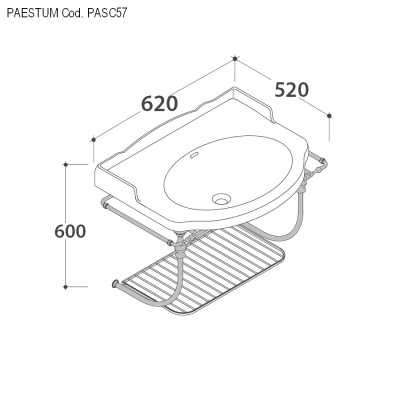 Консоль подвесная PASC57 из хромированной латуни для раковины Paestum Globo 62 см