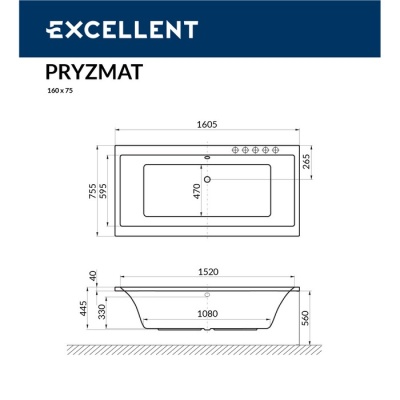 Ванна EXCELLENT Pryzmat 160x75