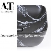Раковина накладная квадратная 42 cm AeT Elite Squre L602 цвет черный матовый с эффектом мрамора