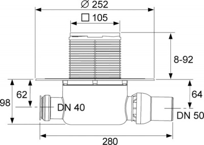 Комплект точечного трапа с сифоном DN 50 и декоративной решеткой KDP-S120