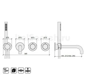 Смеситель для ванны термостат (внешняя часть) на 2-3 положения, Almar Modular E180135