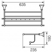 GIALETTA Полка-держатель для полотенец 60 см. c 6-ю подвижными крючками, хром