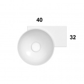 Раковина подвесная / накладная 40х32 cm T-Edge Globo TE040BI, цвет белый