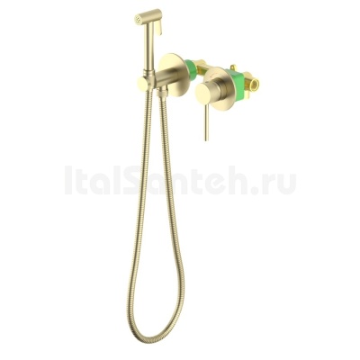 Смеситель встроенный с гигиеническим душем с защитой от ожогов Timo Saona золото матовое (2339/17SM)