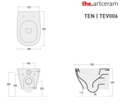  Комплект унитаз подвесной Artceram Ten TEV006 + система инсталляции Artceram 700.101.01